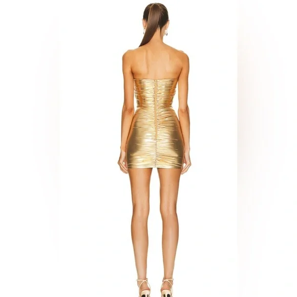 Alex Perry Metallic Gold Strapless Mini Dress - Picture 2 of 7